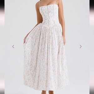 House Of CB  Ysabella White Floral Corset Maxi Dress  Fit Cup A- C Size XS.